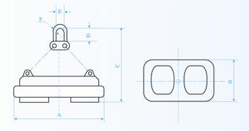 吊運鋼帶卷用電磁鐵MW16系列產(chǎn)品外形圖