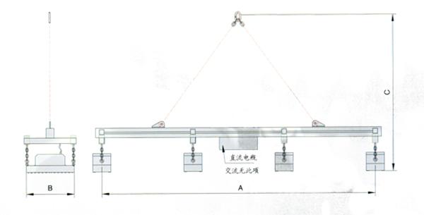 DYJ2系列交/直流電控起重永磁鐵組合聯(lián)吊簡圖